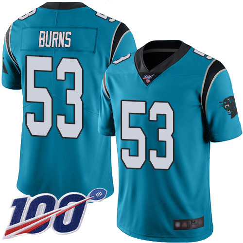 Carolina Panthers Limited Blue Youth Brian Burns Alternate Jersey NFL Football #53 100th Season Vapor Untouchable
